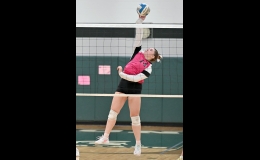 Kailee rugenstein (#14) goes for a kill earlier this season. She had 8 kills and 18 digs last Wednesday against Bullock Creek.