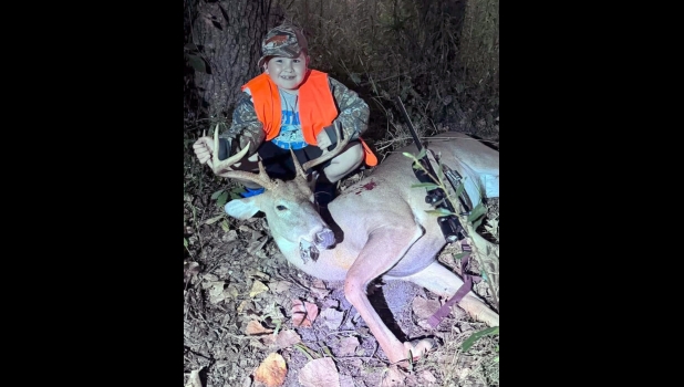 SONNY KLUMPP, age 7, of Linwood, bagged an  8 point buck in Arenac County. Sonny is the son of Naomi Klumpp and the late Zachary Klumpp.