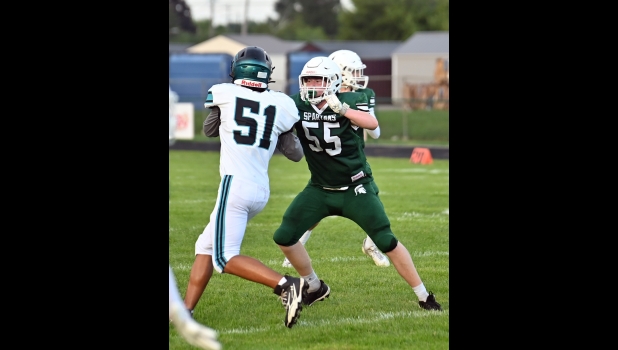 ZEKIAH NASHATKA (#55) has been a big presence on the line in both games so far this season.
