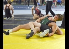 TYLER BROOKS first round match at the MHSAA Individual Finals had him facing the eventual 3rd Place finisher, Jack Ward of Belding. Brooks took the match through the full 6 minutes but lost on points 10-3. --Journal Photo