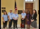 VOLUNTEERS (left to right) Molly Medenblik, Marianne Essing, Leah Fall,  Adrenne Meyer, a volunteer intern from Rep. Kildee’s office (name unknown), and Maggie Herman - Rep. Kildee’s staff.                       --Courtesy Photo