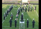 THE SPARTAN MARCHING BAND forms a Block “P” during their pregame performance of Friday night.