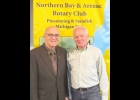 ROTARIAN DENNIS CURTIS (right) is pictured with Guy Greve, a Bay City Attorney, and member of the Bay City Optimist Club. --Courtesy Photo