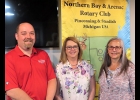 DISTRICT GOVERNOR DEBRA KRANZ (center) spoke at the Rotary Meeting on several topics for the coming year. She’s shown with former Club President Nate Pepple (left) and current Club President Mary LaPan (right). --Courtesy Photo
