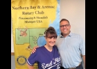 Breanna Theisen (left) addressed Rotarians about the Alzheimer’s Association and is shown with David Tokarsky, President of the Rotary Club. --Courtesy Photo