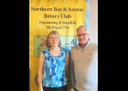 Cindy LeVasseur (left), Rotary Club President, and Joel Strasz. --Courtesy Photo