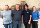 Standish City Manager BRAD MASON (left), Rotary’s newest member, with (l-r), Rotarian Dennis Whitney, Bill Francis, program speaker, and Cindy LeVasseur, Club President. --Courtesy Photo