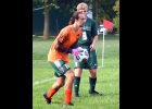CARSON PARKS (#12) makes a save earlier this season. He’s been a wall in goal for the Spartans this season. --Journal Photo