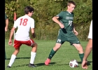 CLINT KANTHE (#14) had the first Pinconning goal in the Spartans 2-8 loss to Tawas last Wednesday. --Journal Photo