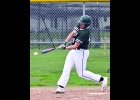 COLE DZURKA (#29) makes contact in the Spartans’ 12-1 loss to the Shepherd Bluejays last Tuesday.