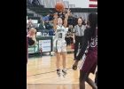 DAILYN BAYNE (#10) drained this 3-pointer for her first Varsity trey against SASA on Thursday night. --Journal Photos