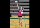 DANIKA JAJO (#9) plays the ball back to the Pioneers in last Wednesday’s 3 sets to 1 loss in Clare.