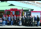 AREA FIRE DEPARTMENT AND SAGINAW CHIPPEWA INDIAN TRIBAL MEMBERS gathered last Friday afternoon at the Saganing Outreach Center for a blessing of the new Pinconning-Fraser Fire Department Ladder North fire apparatus. Acquisition of the new truck has been an ongoing project for many years.