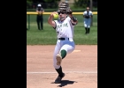 GEENA GAUTHIER (#23) was in the circle for both of the Spartans’ MHSAA District 93-3 games on Saturday, --Journal Photo