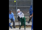 GEENA GAUTHIER (#23) sent this ball over the center field fence at Oscoda Wednesday for the team’s first homer of the year. --Journal Photo