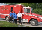 MEMBERS OF THE GIBSON TOWNSHIP FIRE DEPARTMENT pose with their Rescue Truck (l-r) Assistant Chief Michael Commire, Probationary Firefighter (PFF) Milton McCabe, Captain Tabitha Pake, and Chief Dennis Pake. Not pictured: PFF Michael Commire, Jr., Firefighter (FF) Joe Stratton, FF Jacob Kruzell, PFF Tommy Claes, FF Kerry Reynolds.        								      --Journal Photo