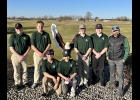 SPARTAN GOLF TEAM MEMBERS that played last Thursday at Eagle Glen: (l-r) Front row: Teddy Shark and Cole Brady. Back Row: William Pashak, Oliver Cianek, Drew Railean, Tyler Floyd and Coach Travis Brady.            --Journal Photo