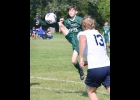 HUNTER GROULX (#10) gets his leg impressively high to keep the ball in the Panther’s goal area late in the first half of Monday’s 1-1 tie with SSC. --Journal Photo