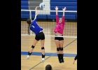 JORDYN KOWALCZYK (#12) moved up to Varsity for Wednesday’s Quad and played like she belonged there. --Journal Photo