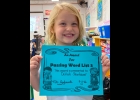 Delilah received an award for passing Word List 3!