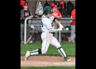 LANDON GAGE (#20) punched this ball for a double against Beaverton last Tuesday. --Journal Photo