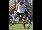 LANDON SCHUMANN (#8), cut off this Panther attacker to steal the ball in last Wednesday’s game at SSC.