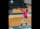 LEXI DROUSE (#6) sends a serve towards the Hornets in Wednesday’s 3-1 victory over Harrison. --Journal Photo