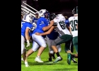 OLIVER CIANEK (#69) had to change jerseys to play the line this week to fill holes in the roster from injuries and ineligibility. --Journal Photo