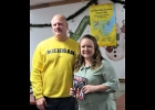 Michael Vieau, Superintendent of Pinconning Schools and Renee Courier Aumock, the speaker.      					                      --Courtesy Photo