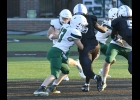 RYLIN BARGERON (#13) was credited with a 4 yard reception and 2 tackles in last week’s loss to Detroit Voyageur Prep.