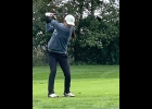 TORI SHARK sets for a drive at Forest Akers-East  in the MHSAA Lower Peninsula D4 Girls Golf Finals on Saturday morning. Shark scored her third consecutive Top-15 performance in four appearances in the Finals.    						          --Courtesy Photo
