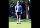 TORI SHARK looks disapprovingly at her where her putt on #2 at Green Hills stopped in the Bay County Championship on Friday. Shark took the win in the tournament for the third consecutive year with an 82. --Journal Photo
