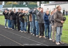 THE ATHLETIC BOOSTER CLUB HONORED VETERANS before Friday night’s game, welcoming them in front of the crowd for the National Anthem.--Journal Photo