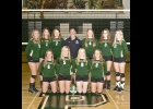 2019 GIRLS VARSITY VOLLEYBALL TEAM. (l-r) Front row: Brooke Lavrack, Alaina Backus, Brielle Herner, Laura Lavrack. Second Row: Hailey Cianek, Rayne Wilson, Jorja Gauthier, Coach Jason Dull, Virginia Berger, Sophia Shaker, Alexis Holstine. --Courtesy Photo
