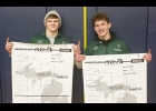 JACOB BROOKS AND TRISTAN DYCEWICZ hold their weight class brackets from the MHSAA Individual Wrestling Regional 9-3 showing each as Champions in their weight class. The two will head to the State Championships at Ford Field on March 6th.