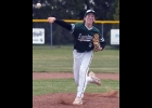 ZACH LAURES (#5) worked 3.1 innings against Farwell on Friday afternoon, striking out 9 of the 16 batters he faced. --Journal Photo